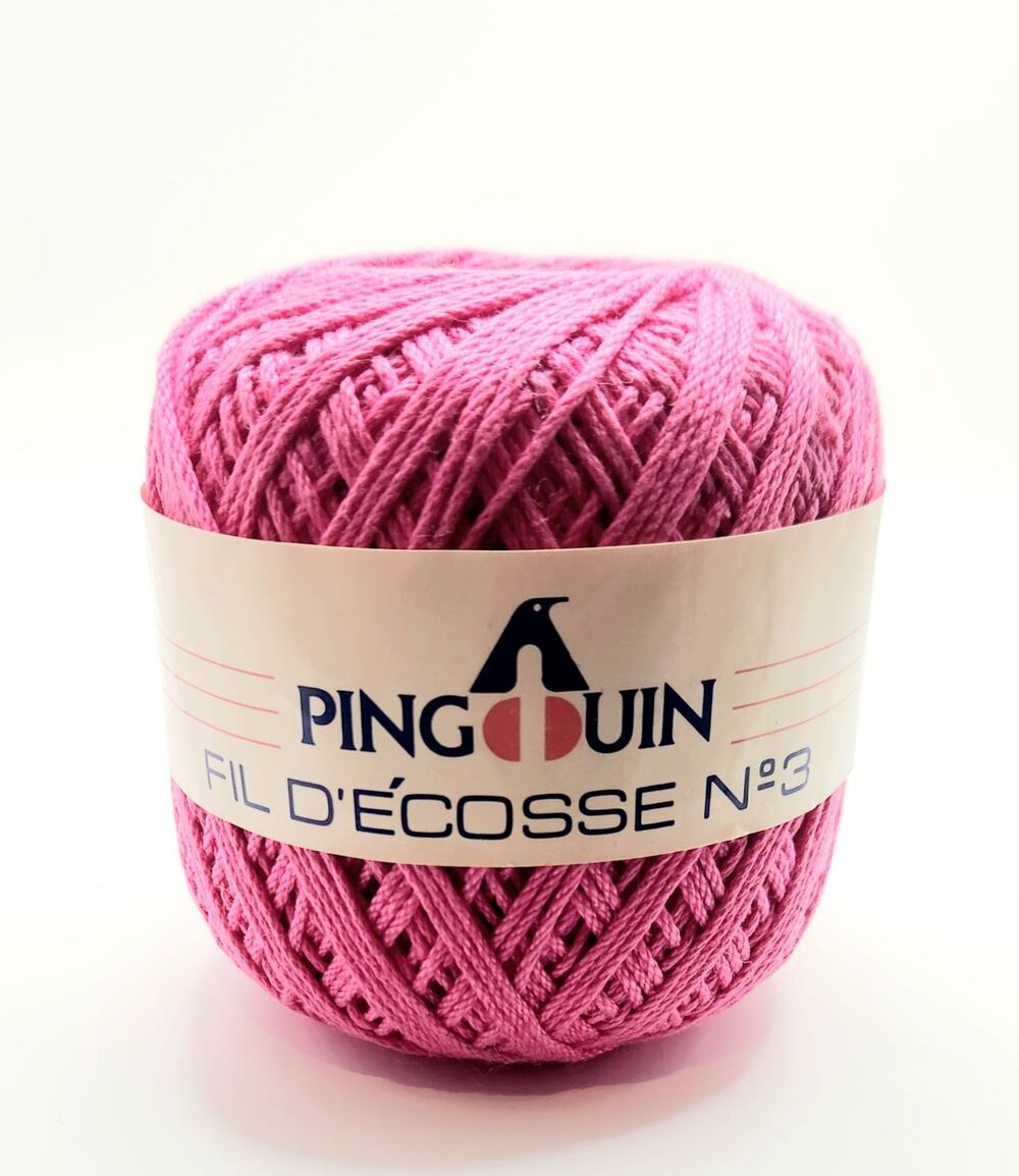 New Vintage Pingouin Fil D’Ecosse No 3 Pink Cotton Yarn 50g 95 Yds Brazil
